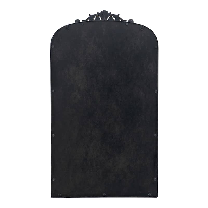 Large Baroque Style Arched Wall Mirror - 41.75" - Black