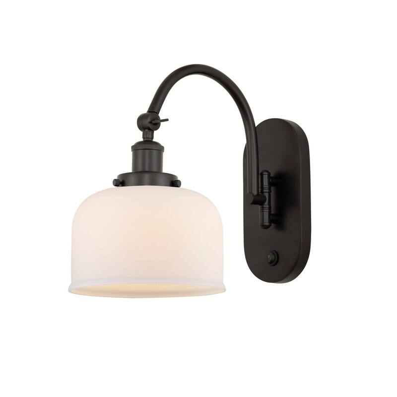 Innovations Lighting 918-1W-13-8 Bell Sconce Bell 13" Tall Wall Sconce - Oil Rubbed Bronze / Matte White