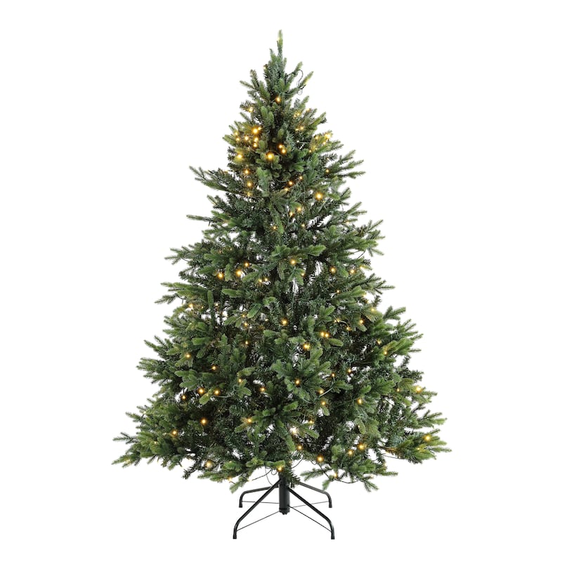 SAFAVIEH Kerri 5.5 Ft, Pre-Lit Artificial Christmas Tree - 50" W x 50" D x 66" H - 50Wx50Dx66H