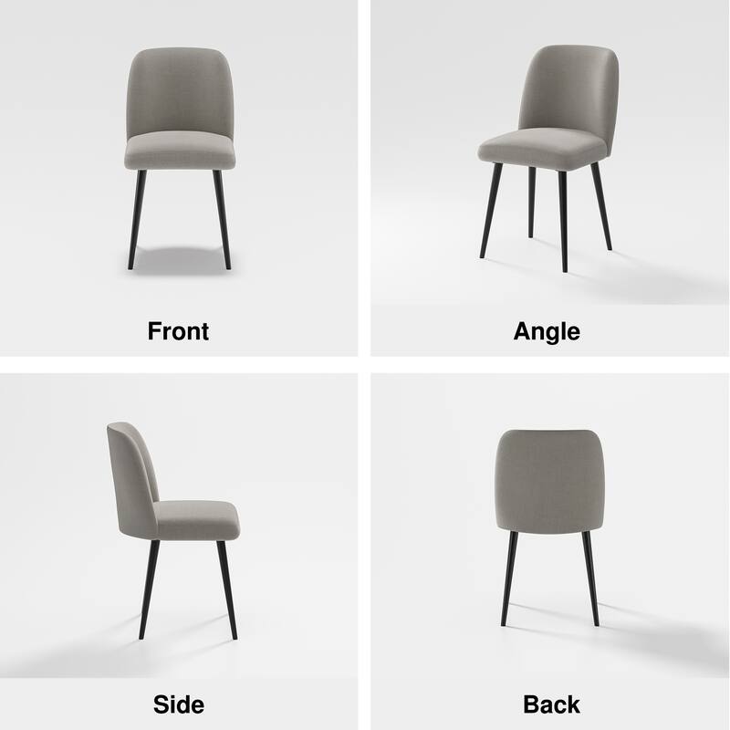 2Pcs Upholstered Dining Chairs Modern Fabric Kitchen Chairs with Padded Seat & Sturdy Metal Legs Side Chairs