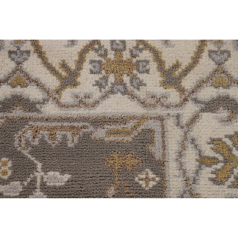 Transitional Green Oushak Oriental Area Rug Handmade Wool Carpet - 3'11"x 5'11"