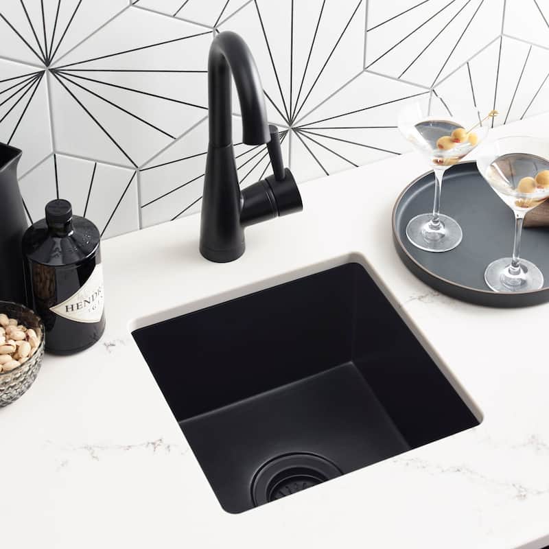 Ventana 15-inch NativeStone Concrete Bar/ Prep Sink - 15" x 15" x 8" - Charcoal