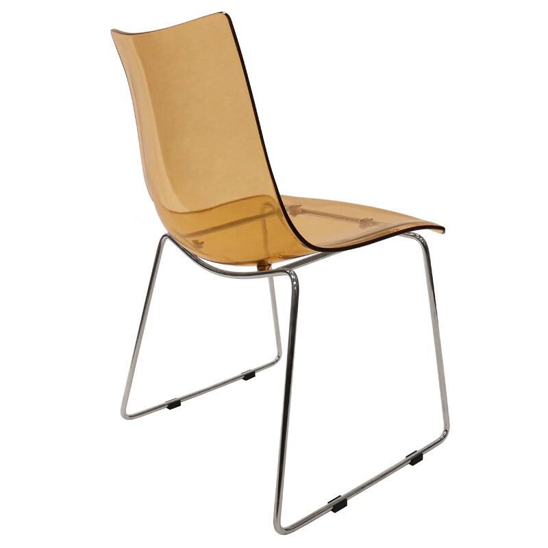 Lima Modern Transparent Acrylic in Chrome Steel Frame Dining Chair