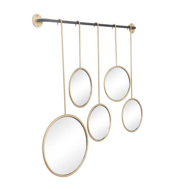 CosmoLiving by Cosmopolitan Gold Metal Wall Mirror with Hanging Rod - 25"W, 25"H
