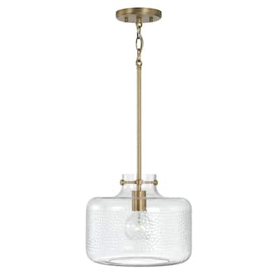 11.5" 1-light Pendant w/ Clear Pebbled Glass