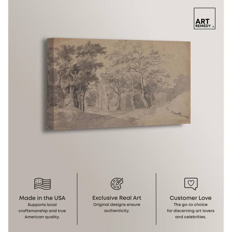 Grove with Road and Haycart Canvas by Art Remedy, Gallery Wrapped