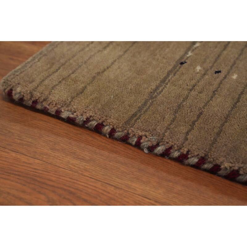 Brown Wool Gabbeh Oriental Accent Rug Geometric Tribal Carpet - 5' 9'' X 4' 1''
