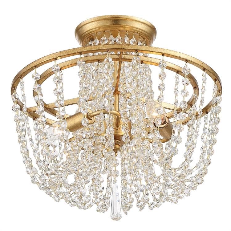 Arcadia 3 Light Antique Gold Ceiling Mount - 15'' W x 13.87'' H