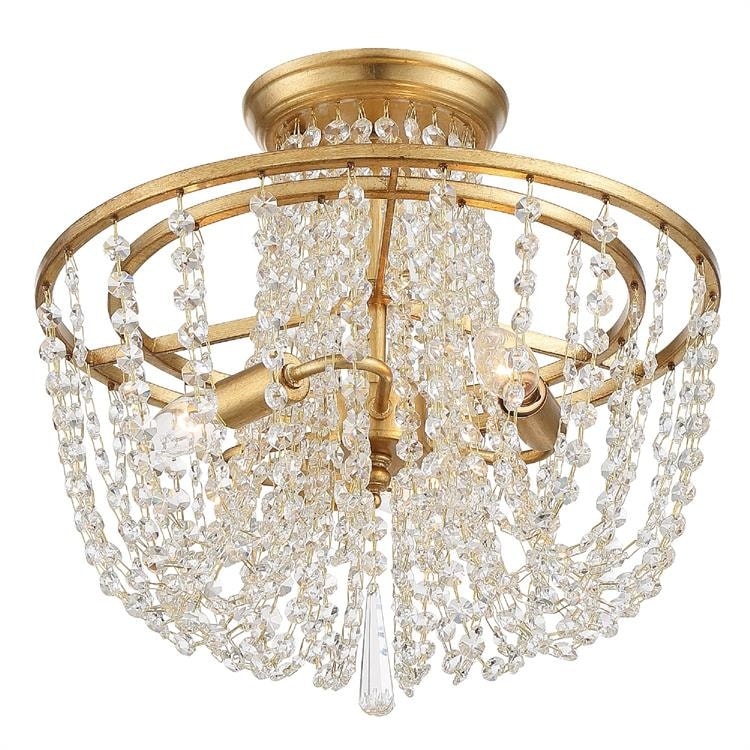 Arcadia 3 Light Antique Gold Ceiling Mount - 15'' W x 13.87'' H