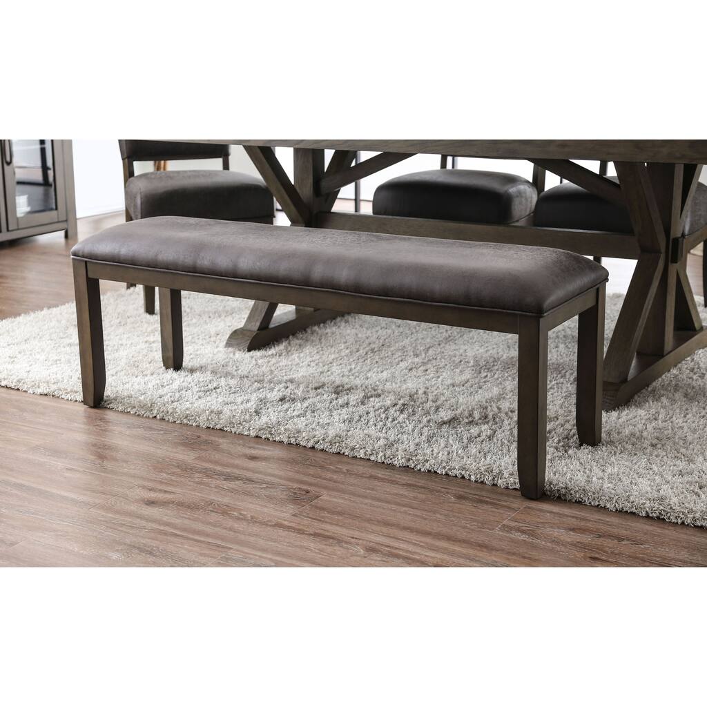 Furniture of America Nofi Rustic Grey Solid Wood Backless Dining Bench
