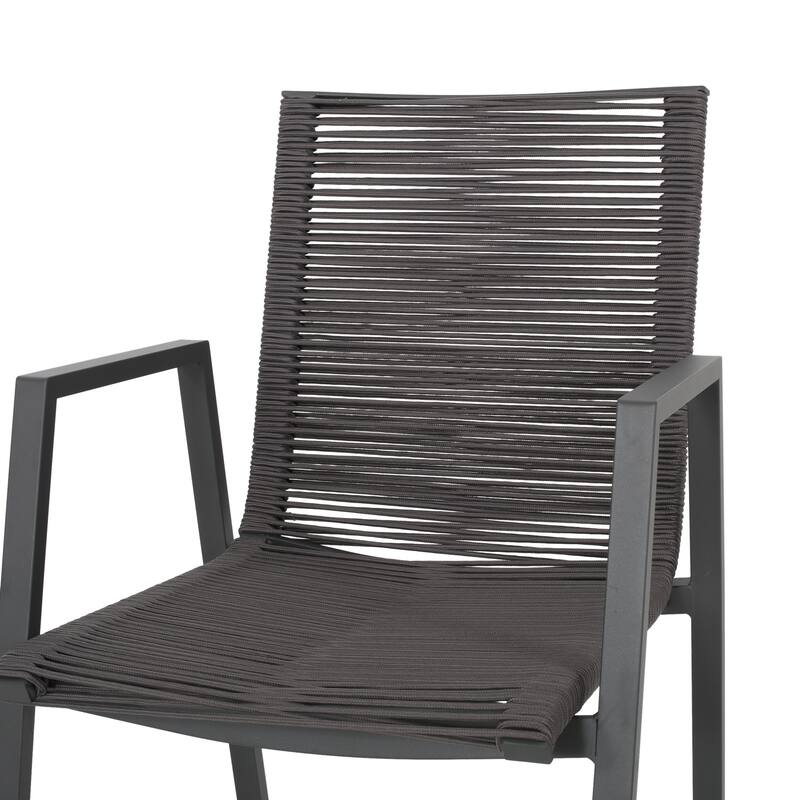 Outdoor Modern Set of 2 Dining Chairs with Rope-Woven Seats Aluminum Frame, Suitable for Dining Room Living Room Balcony Patio
