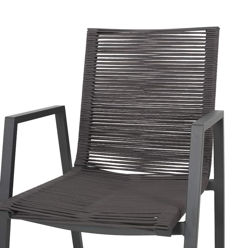 Roomfitters Outdoor Modern Aluminum Dining Chair with Stylish Rope Seat, Set of 2, Durable and Comfortable Design