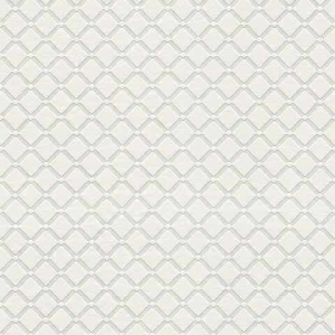 Armin White Diamond Trellis Paintable Wallpaper - 396in x 20.9in x 0.025in