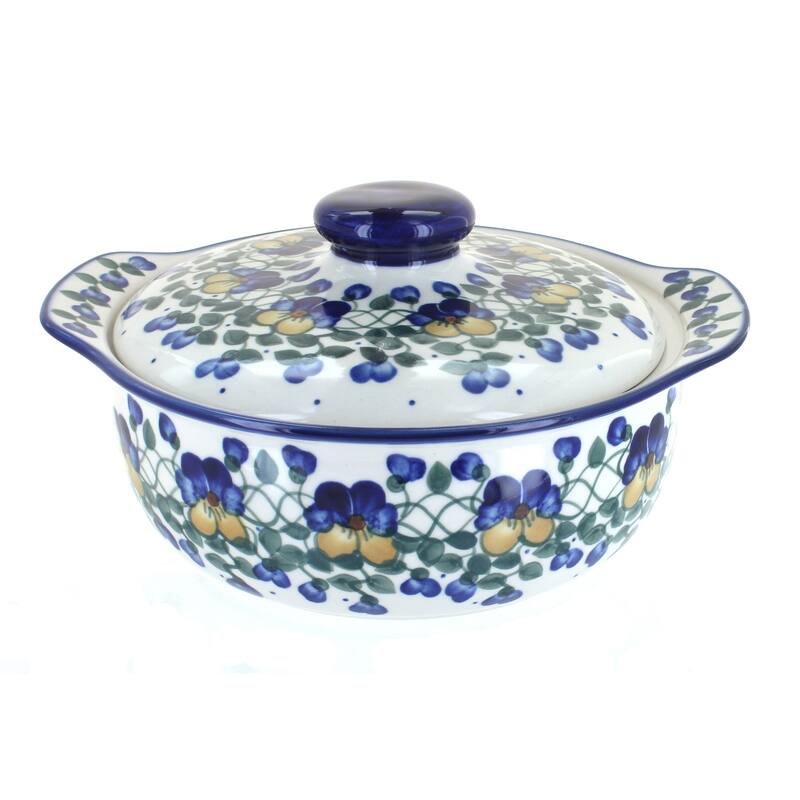 Blue Rose Polish Pottery 41C WR Unikat Round Covered Baker