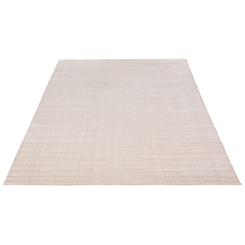 ECARPETGALLERY Hand Loomed Shimmer White Viscose Rug - 7'10 x 9'9
