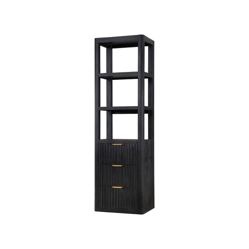 Miseno MV-SCA-704122 Cadiz 22" Single Free Standing Linen Tower - Fir Wood Black - Wood Finish