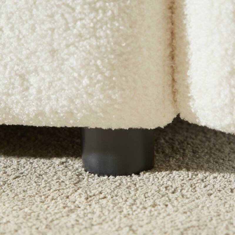 Teddy Fabric Lounge Chair with Solid Wood Frame, High-Resilience Foam, and Included Pillow