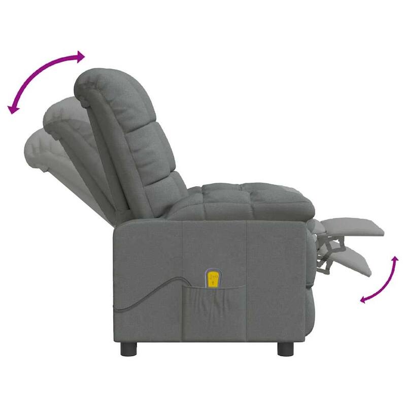 vidaXL Massage Recliner Dark Gray Fabric - 29.1" x 39" x 40.2"