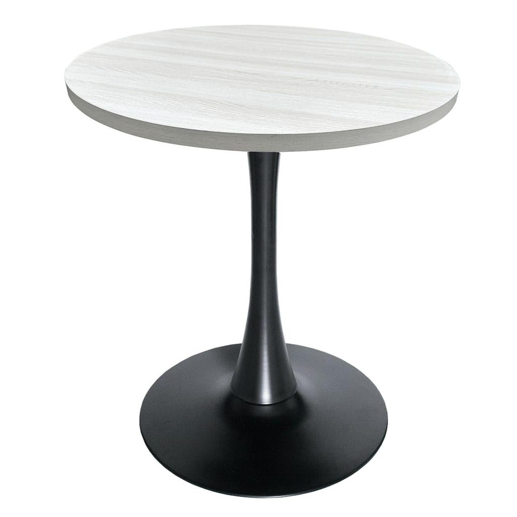 Bristol 27" Round Dining Table for 4, MDF Tabletop in Sleek Black Pedestal Base for Kitchen & Dining Room - 27.56"