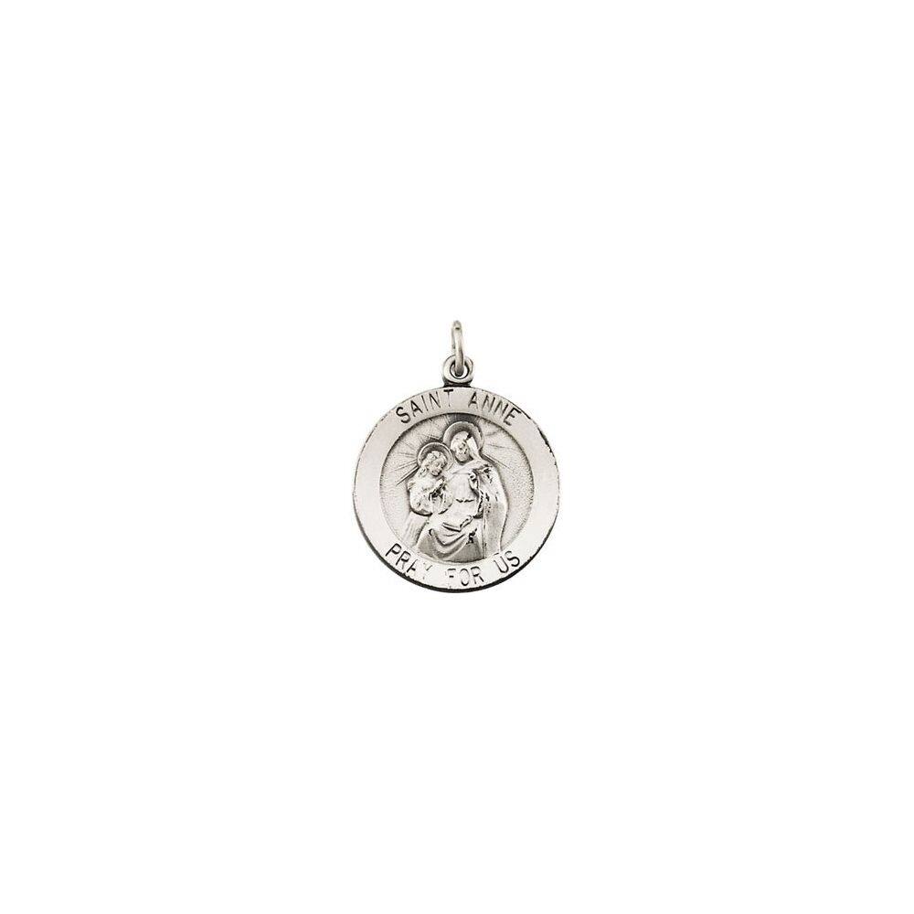 14k White Gold 18mm St. Anne Medal Pendant