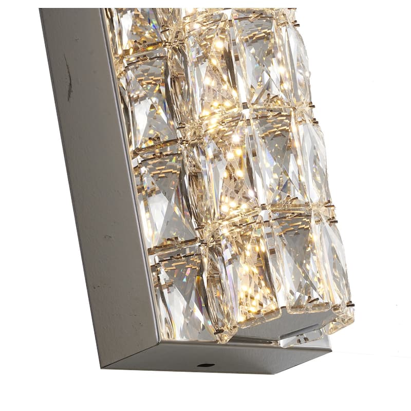 1-Light Chrome Wall Sconce With Clear Crystal Accents