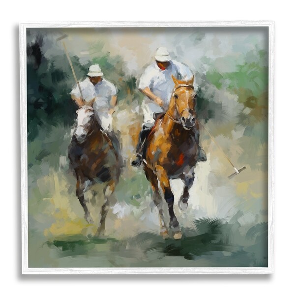 Stupell Two Polo Players Abstract Framed Giclee Art Design by