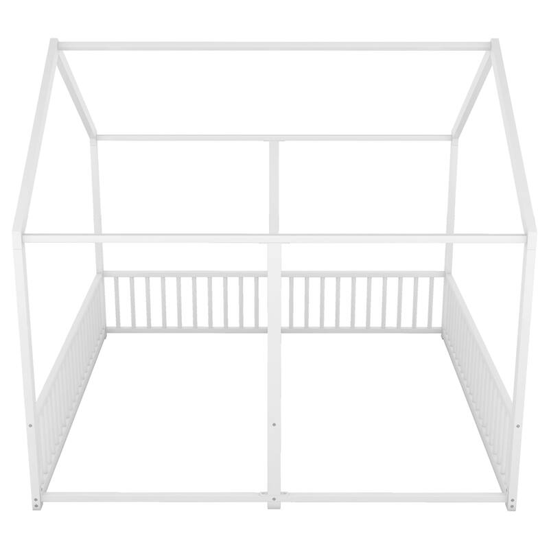 Twin Size Metal House Platform Beds with Two Shared Beds