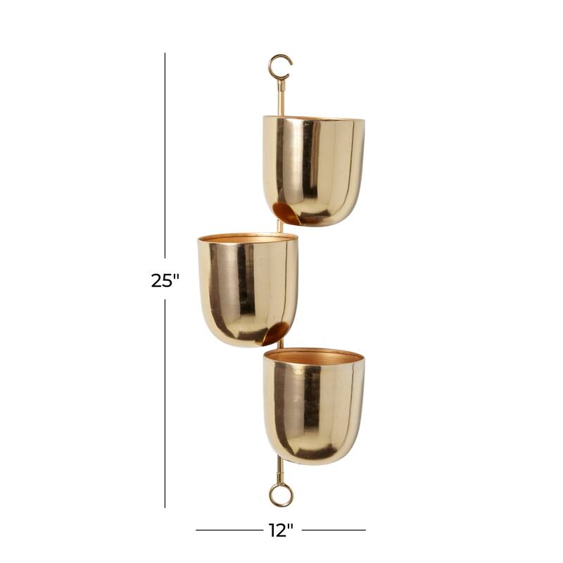 Metal Indoor Outdoor Layered Indoor Outdoor Wall Planter - Gold, Silver, Black, White - Roche River Decor