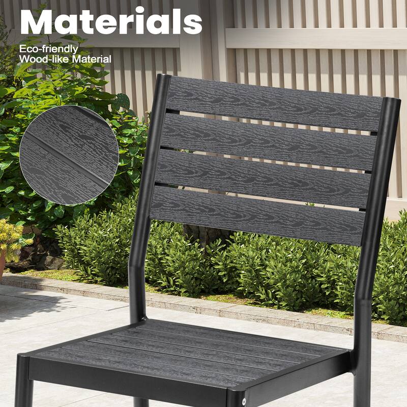 VredHom 13PC Aluminum X Frame Outdoor Patio Dining Set Table with Chairs Umbrella Hole