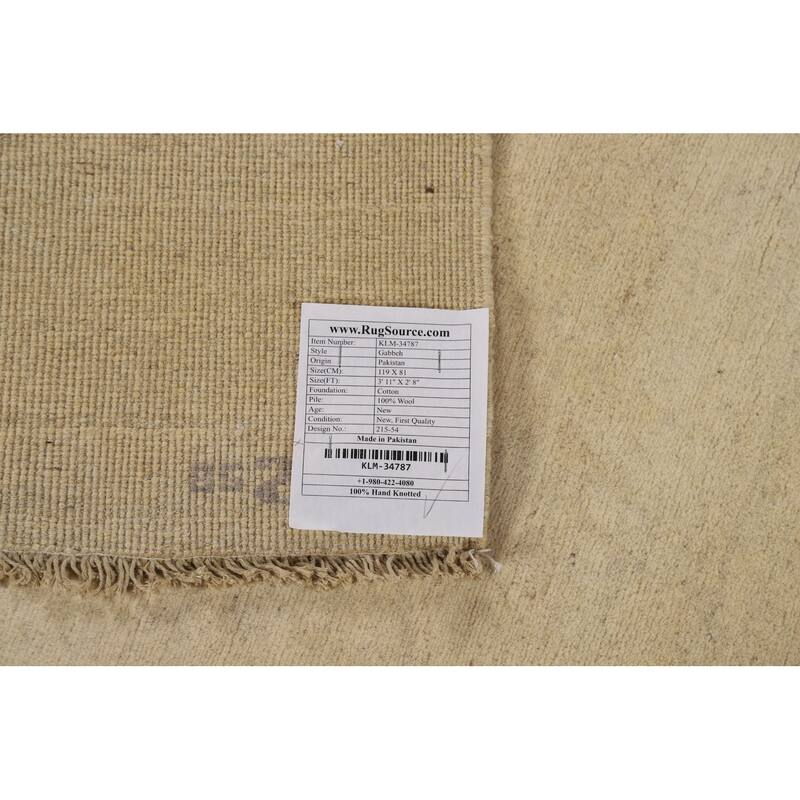 Modern Gabbeh Oriental Rug Hand-Knotted Foyer Wool Carpet - 2'8"x 3'11"