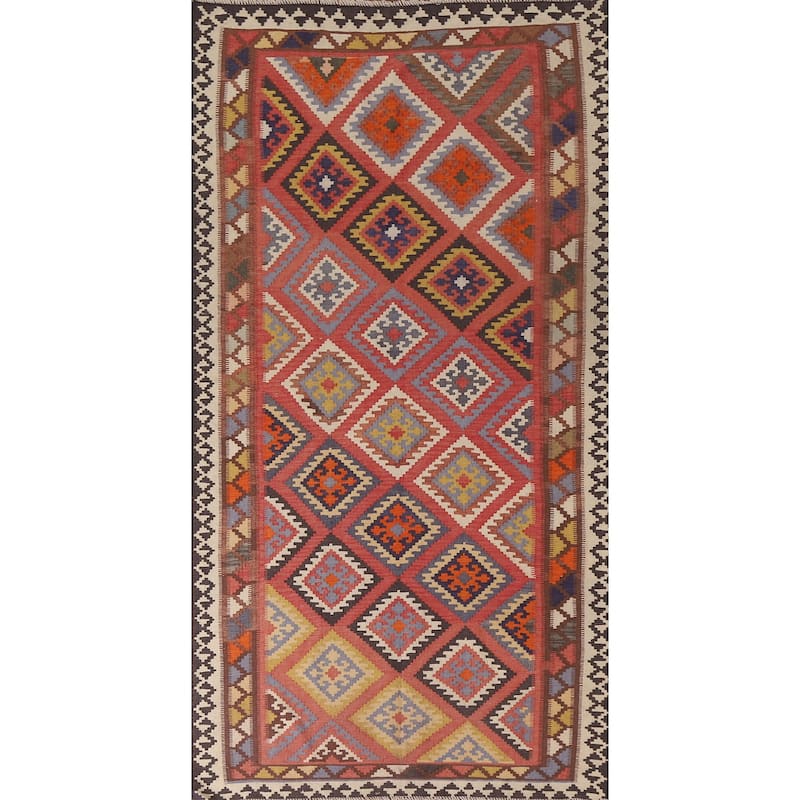 Kilim Qashqai Persian Antique Area Rug Hand-Woven Wool Carpet - 4'7"x 9'1"