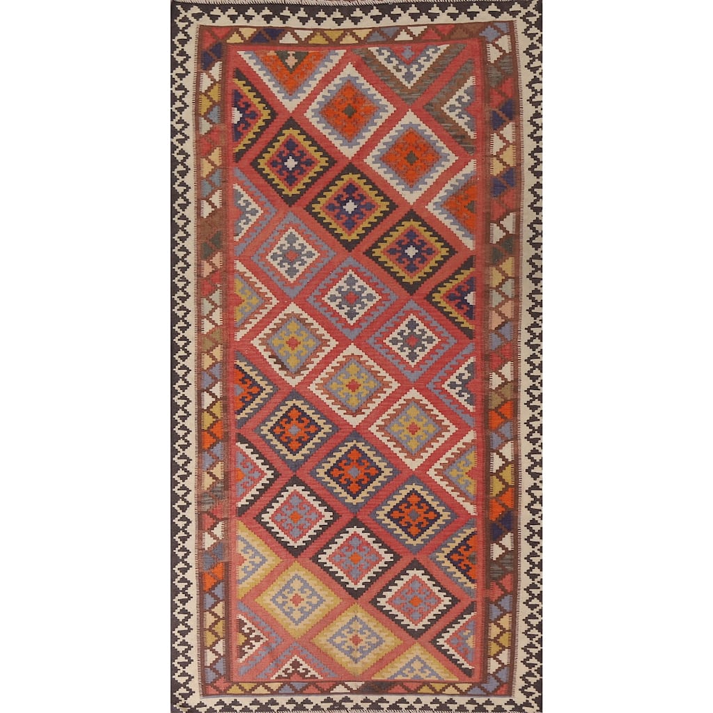 Kilim Qashqai Persian Antique Area Rug Hand-Woven Wool Carpet - 4'7"x 9'1"