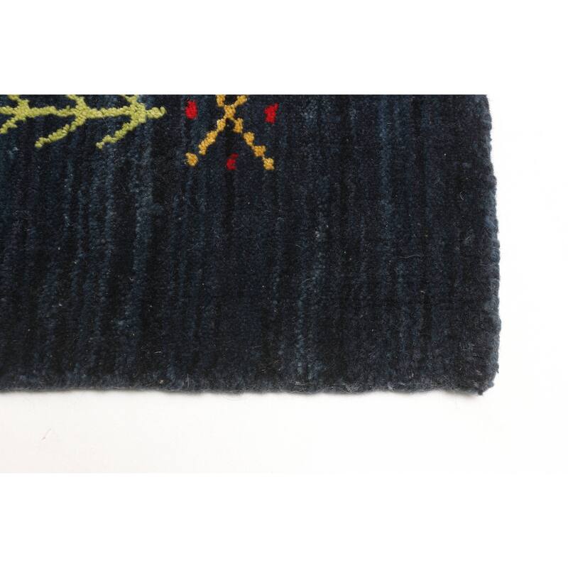 ECARPETGALLERY Hand Loomed Kashkuli Gabbeh Dark Navy Wool Rug - 3'1 x 4'8