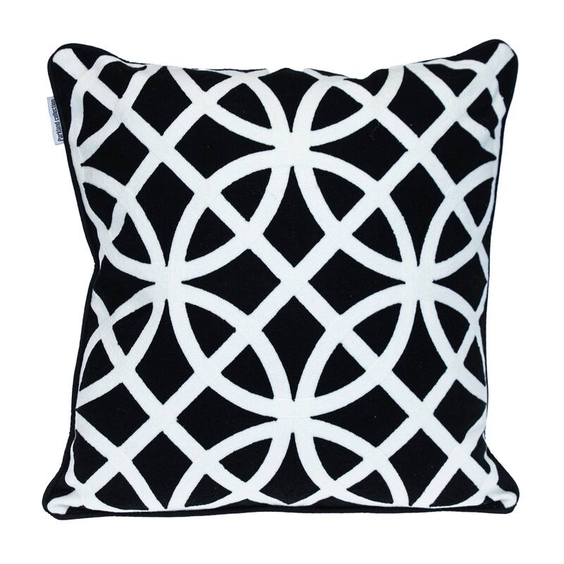 Geometric Circle Square Cotton Throw Pillow - 20" - Black and White