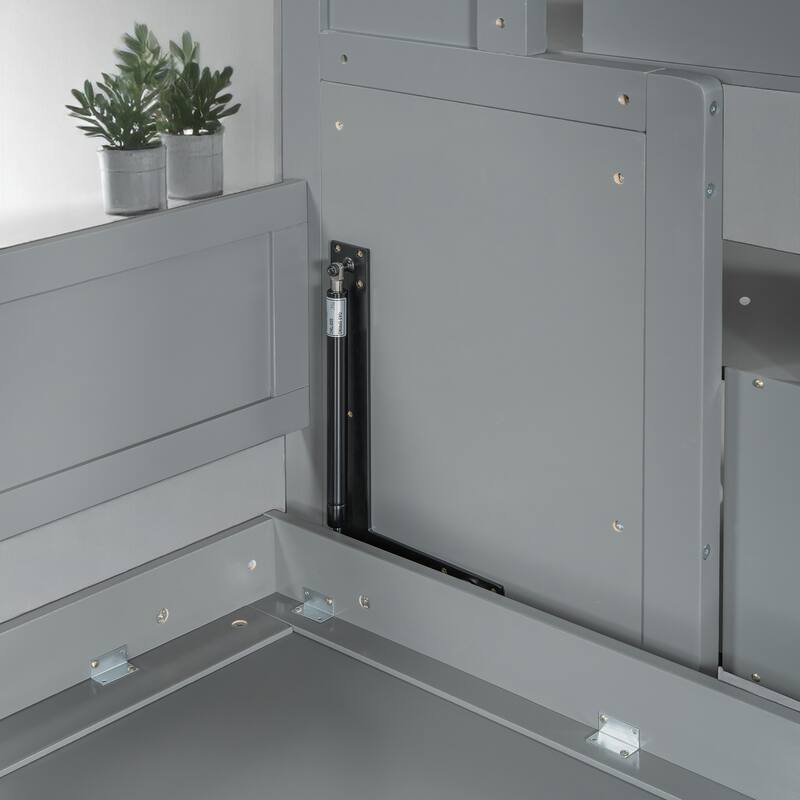 Full Size Wall Murphy Bed with Loft & Bunk Conversion, Hydraulic Lift, Hidden Desk, and Storage Steps