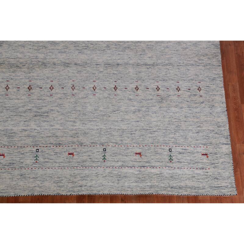 Hand Knotted Oriental 100% Wool Carpet Tribal Tribal Greys & Charcoal Gabbeh Area Rug - 9' 10'' X 8' 3''