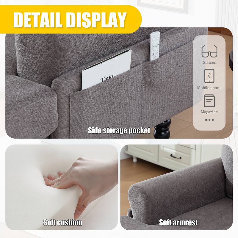 HOMEFUN Chenille Upholstered Wood Frame Recliner Single Sofa with Comfortable Armrests