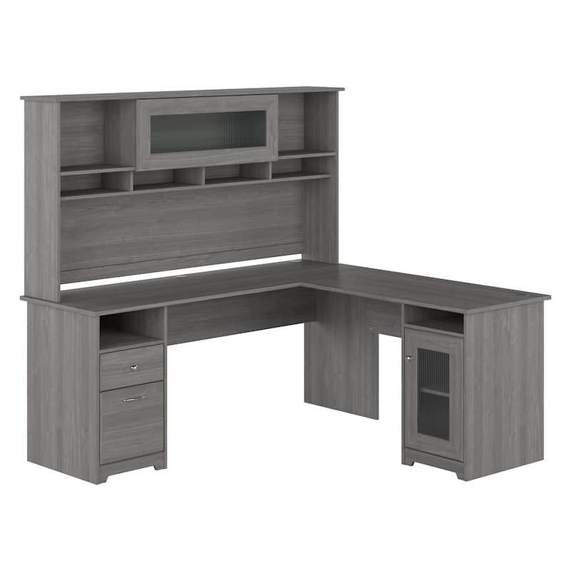 Cabot 72W L Shaped Desk with Hutch and Storage by Bush Furniture