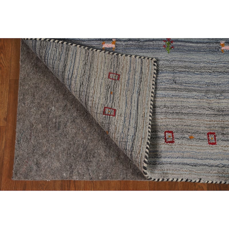 Hand Knotted Oriental 100% Wool Carpet Tribal Tribal Navy Blue & Blues Gabbeh Area Rug - 4' 10'' X 3' 1''