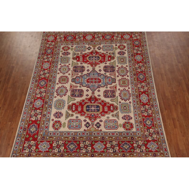 Kazak Oriental Area Rug Hand-Knotted Living Room Wool Carpet - 8'2" x 10'5"