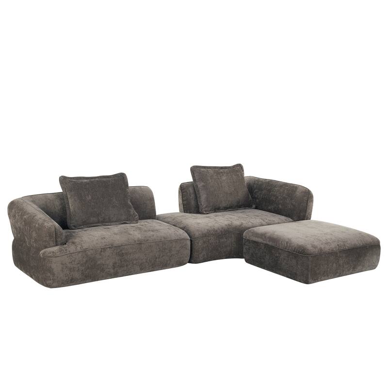 Christopher Knight Home - Modern Upholstered Sectional Sofa with Curved Silhouette