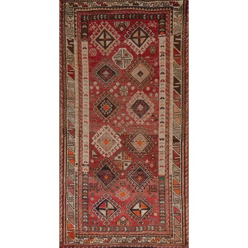 Hand Knotted Oriental 100% Wool Carpet Traditional Tribal Red Lori Area Rug - 7' 6'' X 3' 11''