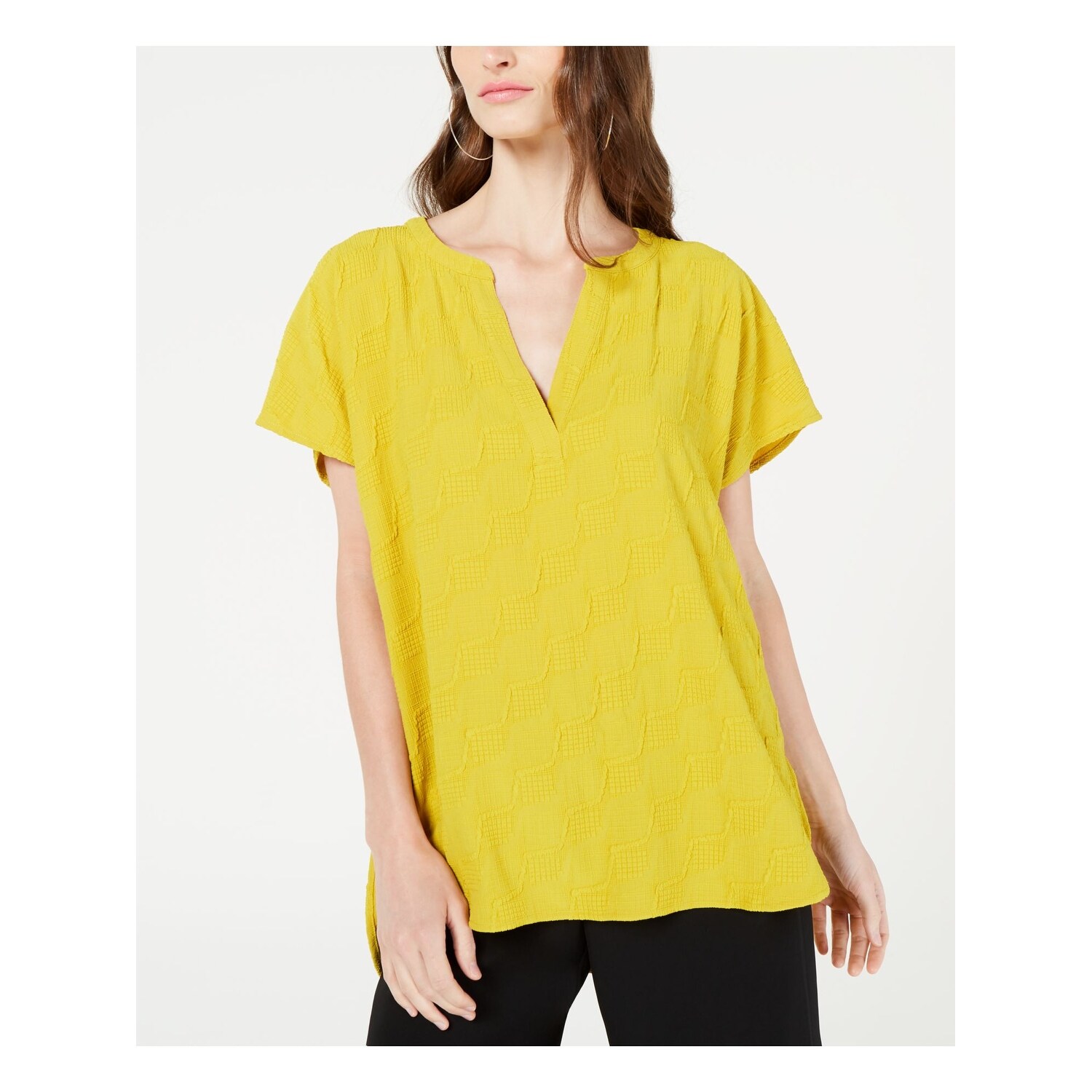 Alfani Womens Gold Zipper Hi-Low Textured Tunic Sweater Shirt S BHFO 5180