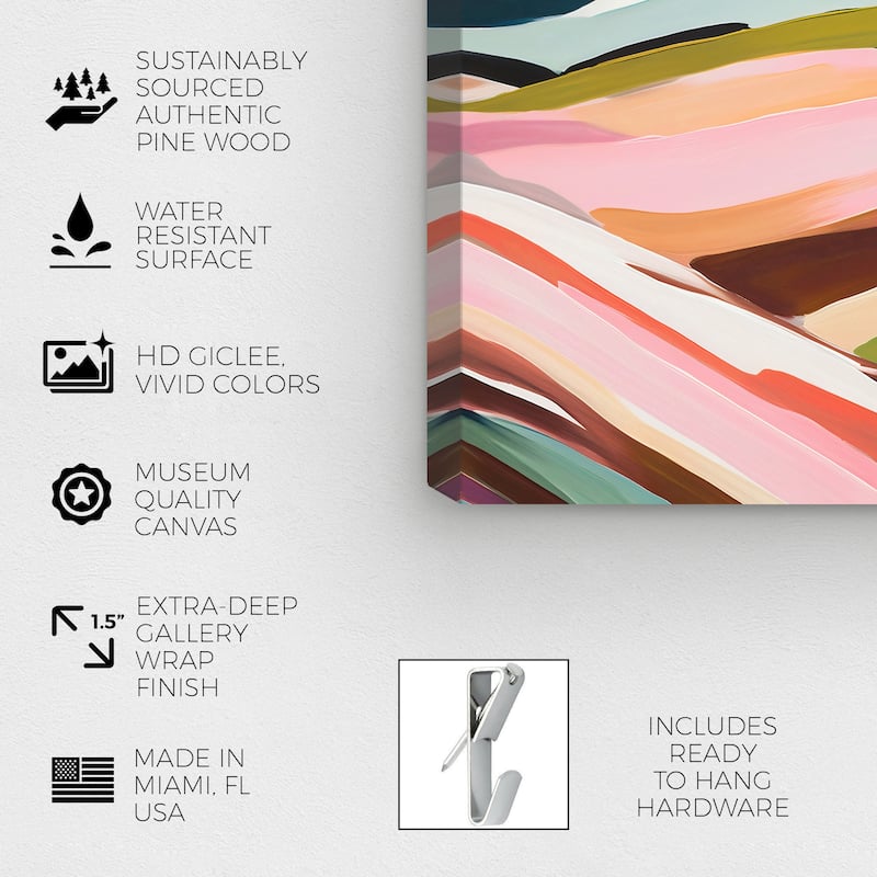 Wynwood Studio Abstract Colorful Pastel Territory Pink and Pastel Pink Modern & Contemporary Wall Art Canvas Print