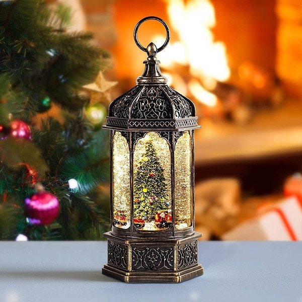 Animated Lighted Water Musical Christmas Snow Globe Lantern Snow Xmas
