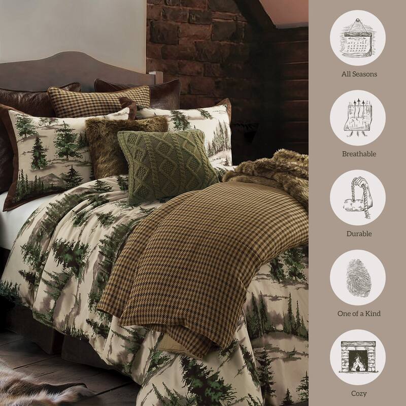 Paseo Road Joshua Pine Tree Print Western Lodge Rustic Cabin Cotton 3 Piece Comforter Set