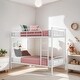 preview thumbnail 18 of 23, Twin Over Twin Bunk Bed with Ladder, Metal Bed with Full-Length Guardrail, Kid's Bed for Small Space, Bedroom, Silver White