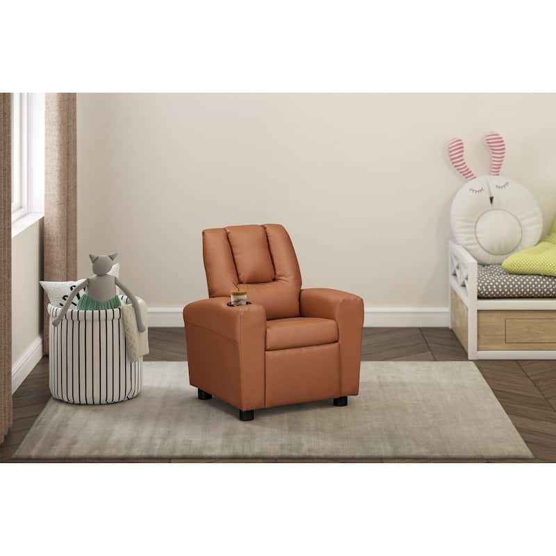 Olive & Opie Chase Kids Recliner - Chestnut
