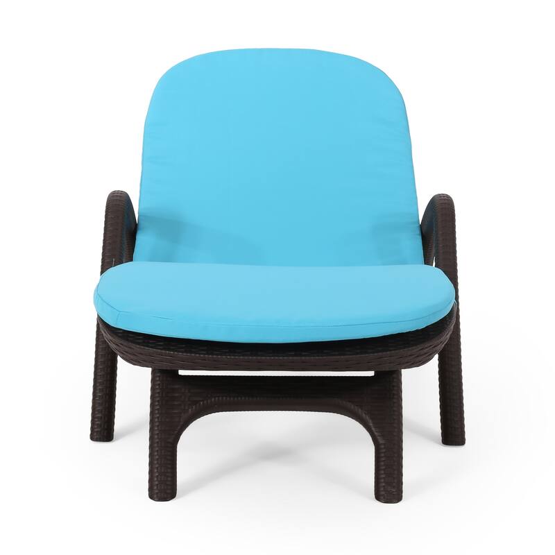 Outdoor Chaise Lounge Chair with Cushion, Adjustable Backrest Recliner Sun Lounger
