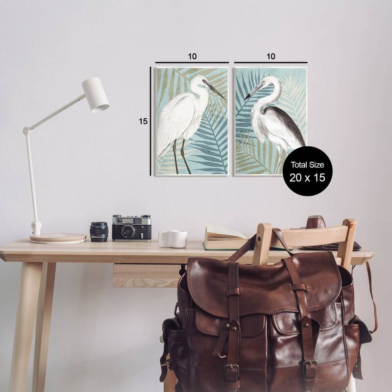 Stupell Heron Birds Layered Plant Leaves 2 Piece Wall Plaque Art Set by Kim Allen